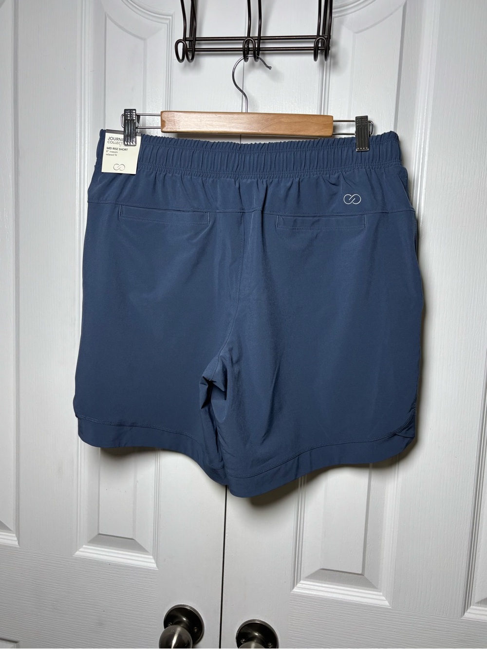 Calia Women’s Mid Rise 8” Drawstring Athletic Shorts Blue Relaxed Fit NWT - Picture 3 of 9